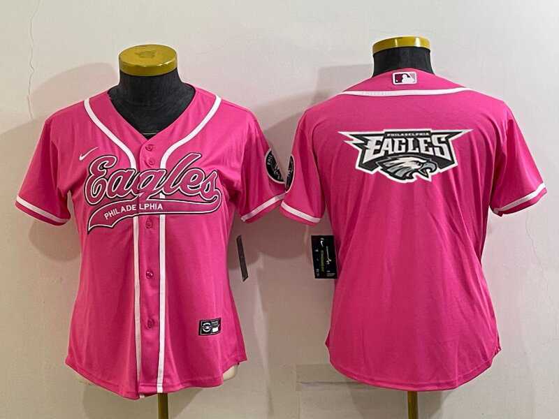 Women's Philadelphia Eagles Pink Team Big Logo With Patch Cool Base Stitched Baseball Jersey,We sell and wholesale Women's Philadelphia Eagles Pink Team Big Logo With Patch Cool Base Stitched Baseball Jersey on line form chian!